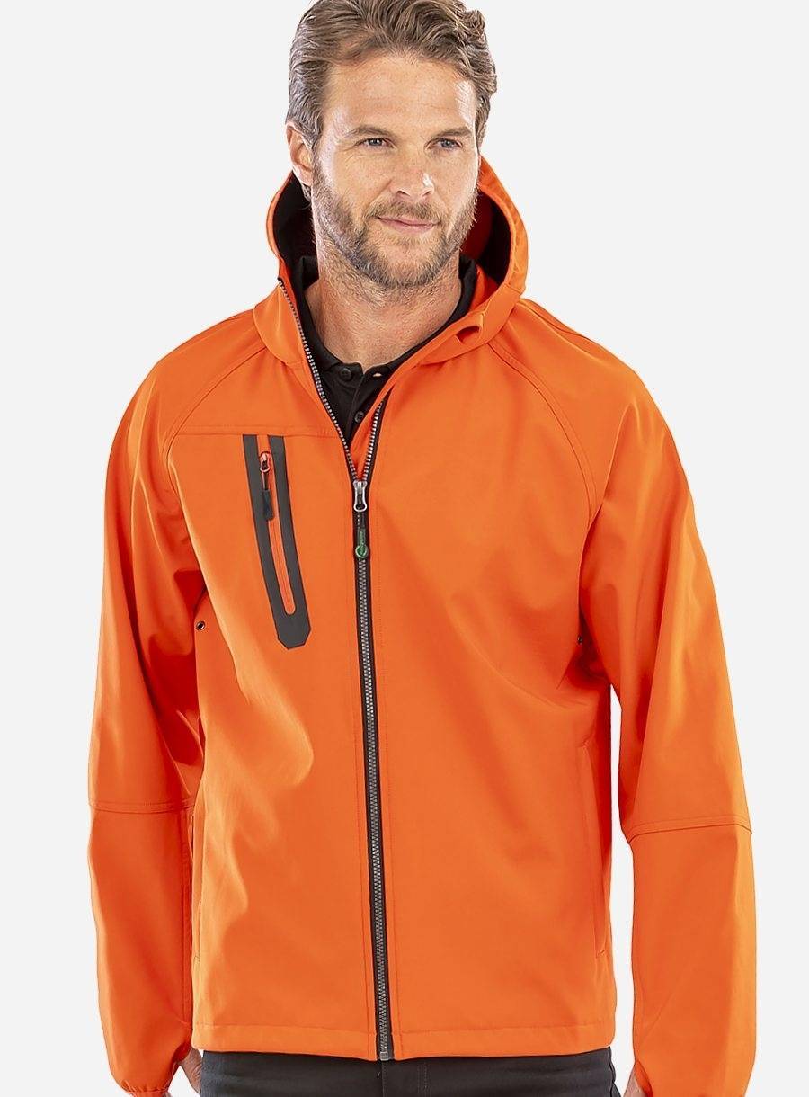 3-Layer Recycled Printable Hooded Casual Softshell Jacket