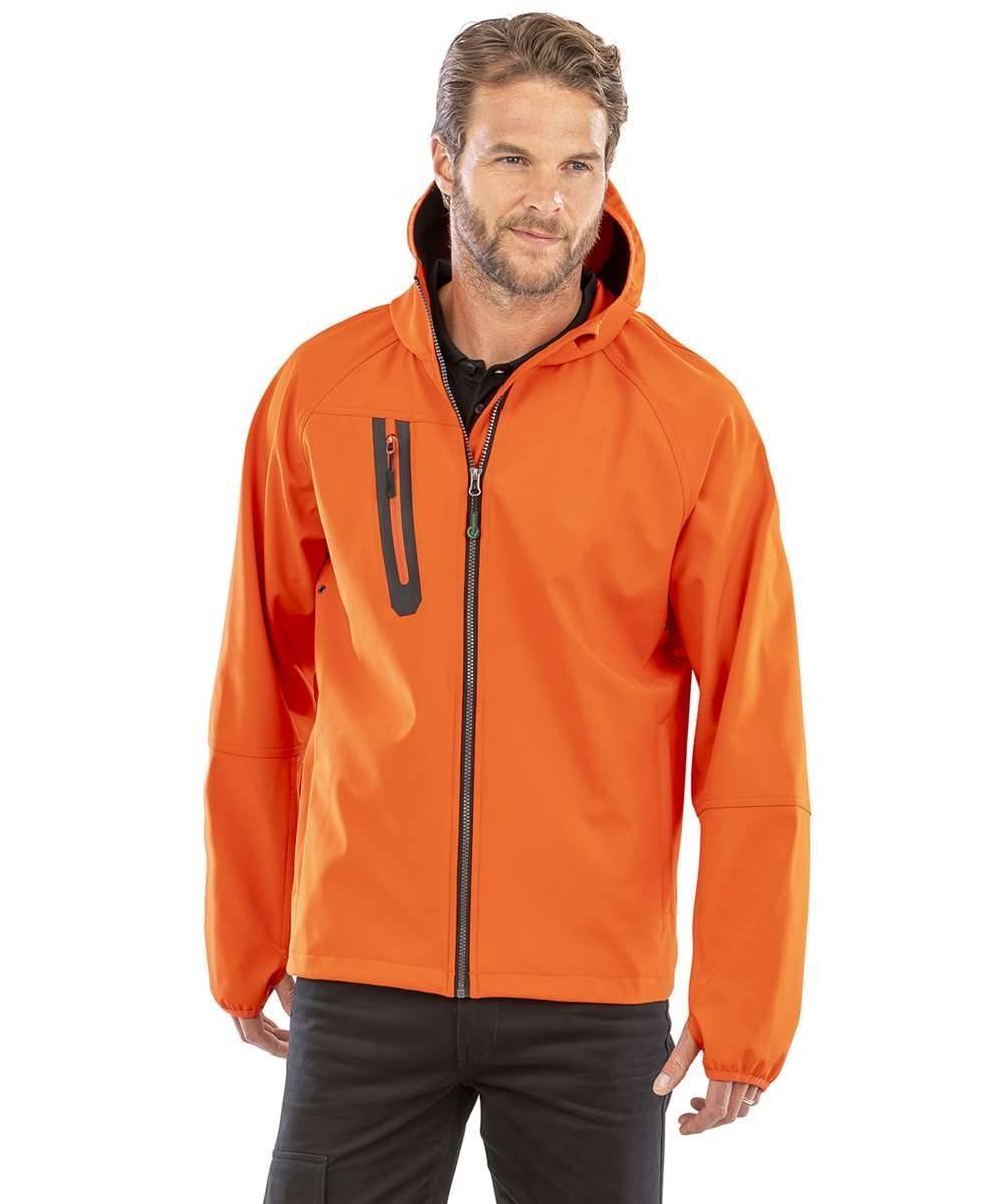 3-Layer Recycled Printable Hooded Casual Softshell Jacket