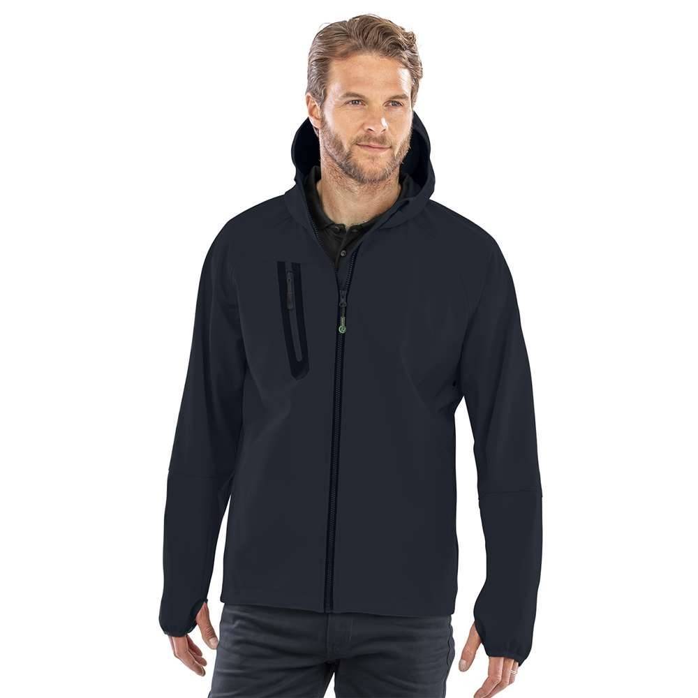 3-Layer Recycled Printable Hooded Casual Softshell Jacket