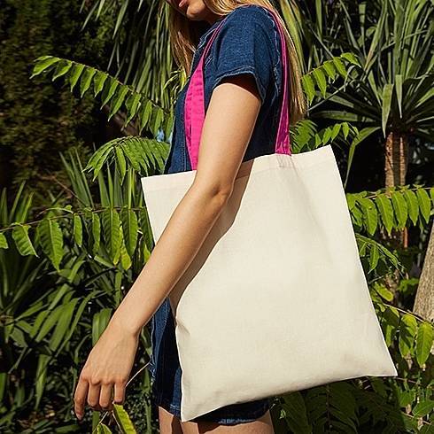 Bawełniana torba na zakupy z kontrastowymi uchwytami