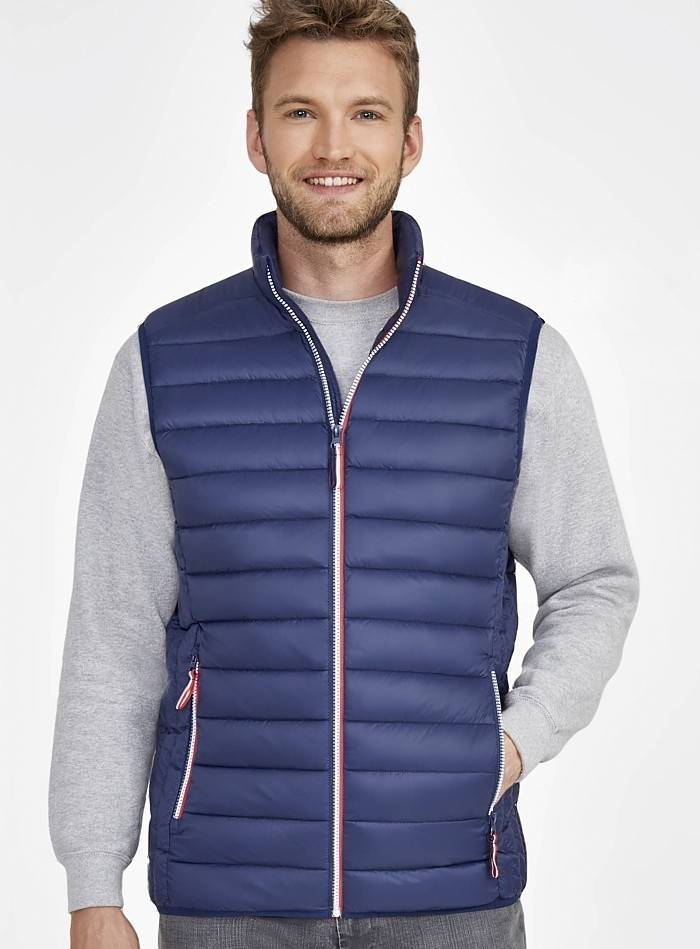 Bezrękawnik pikowany męski z kolorowymi zamkami