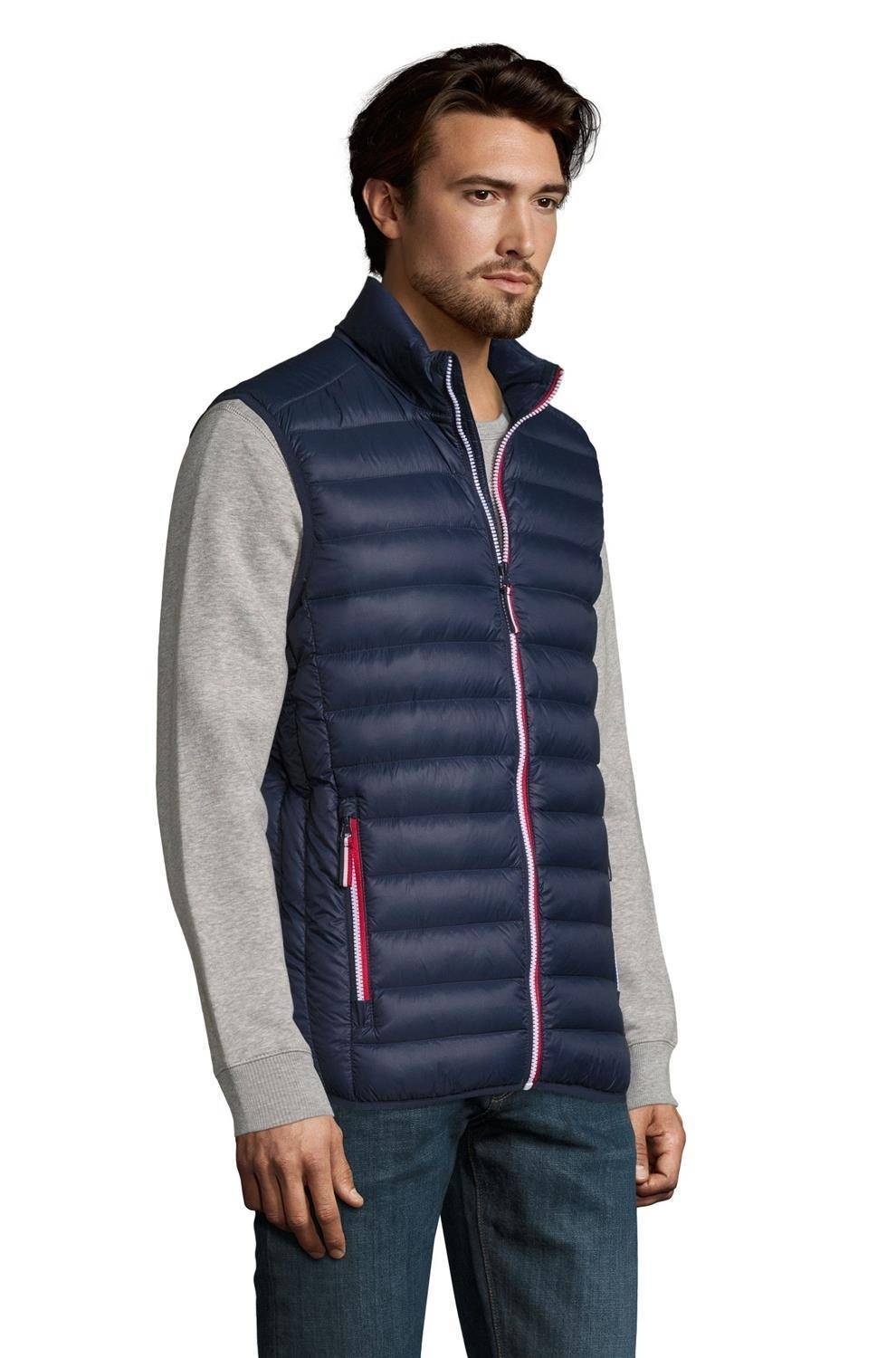 Bezrękawnik pikowany męski z kolorowymi zamkami