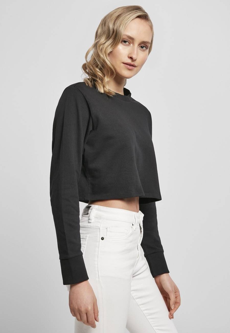 Bluza damska o krótkim kroju z szerokimi mankietami