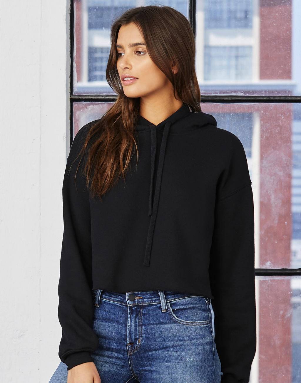 Bluza damska z kapturem o krótkim fasonie Cropped