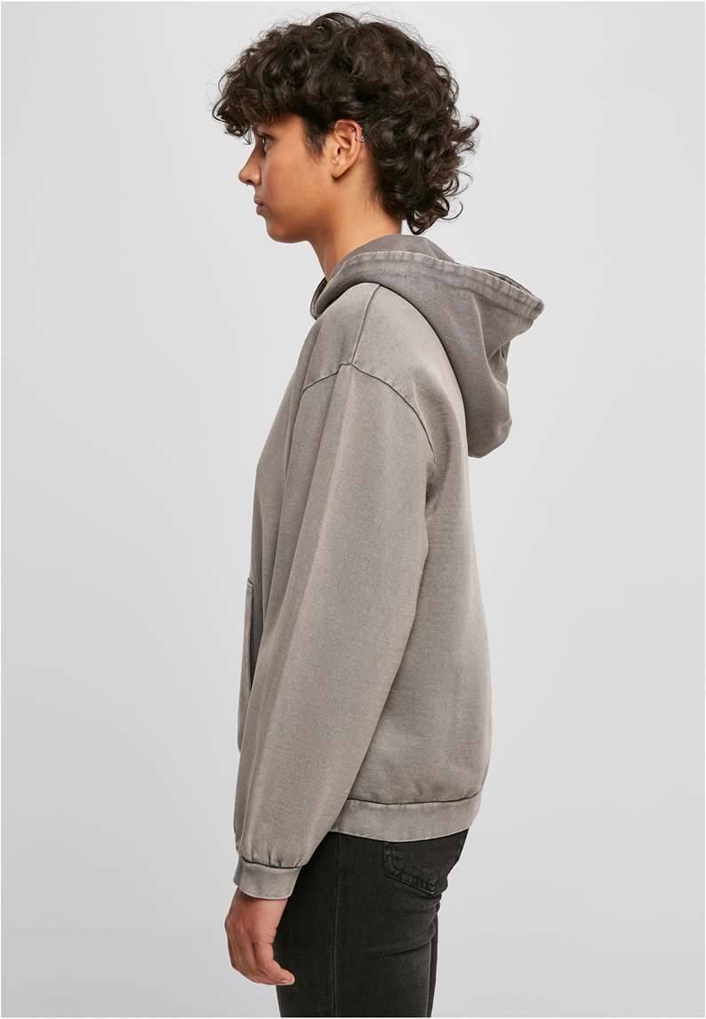 Bluza damska z kapturem z dekoracyjną strukturą spranego materiału, fason oversized