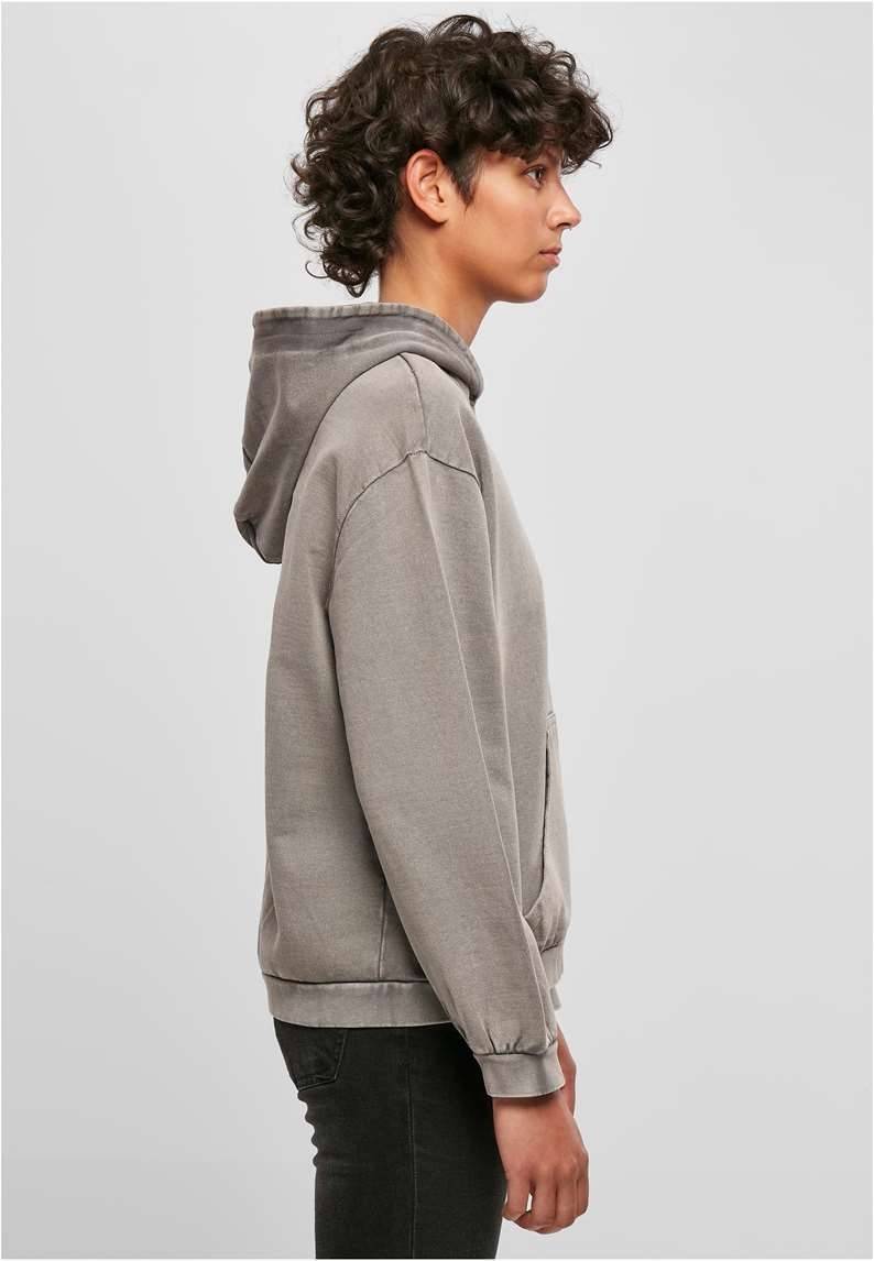 Bluza damska z kapturem z dekoracyjną strukturą spranego materiału, fason oversized