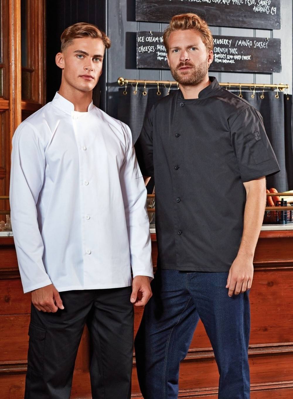 Bluza kucharska z krótkimi rękawkami i kołnierzykiem typu stójka