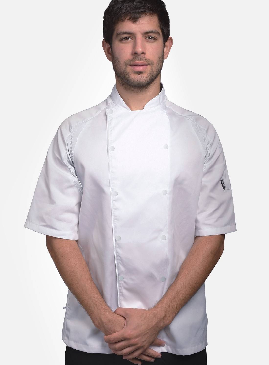 Bluza kucharska z krótkimi rękawkami z praktycznymi kieszeniami