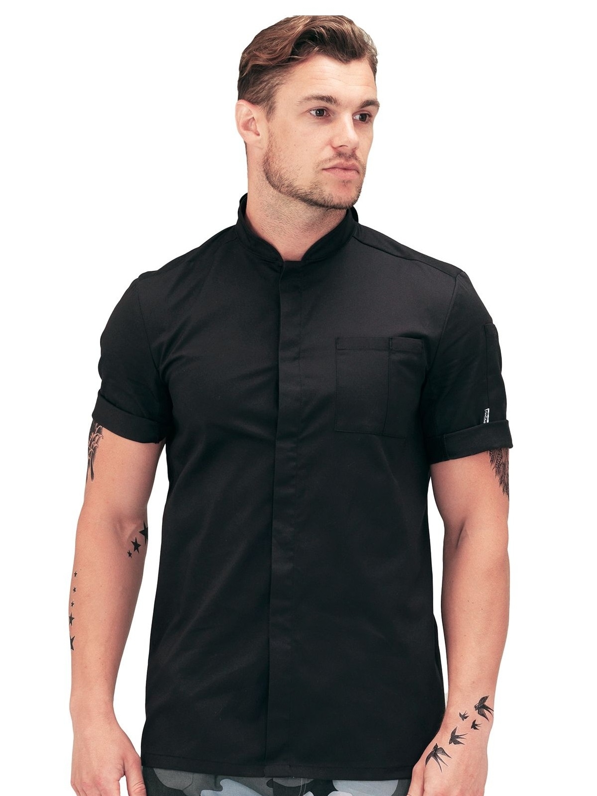 Bluza kucharska z ukrytymi guzikami pod listwą