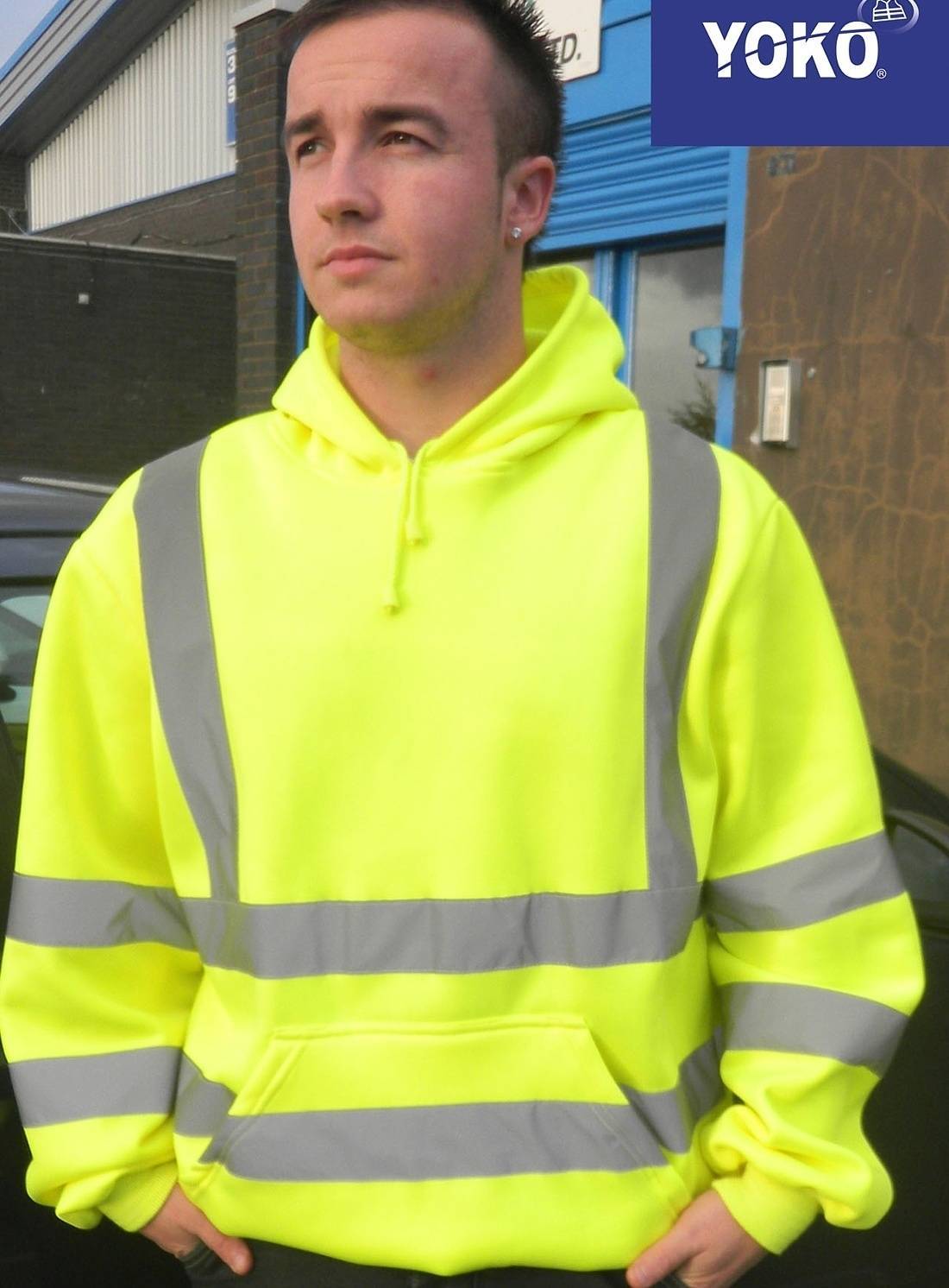 Bluza męska odblaskowa z kapturem Hi Vis