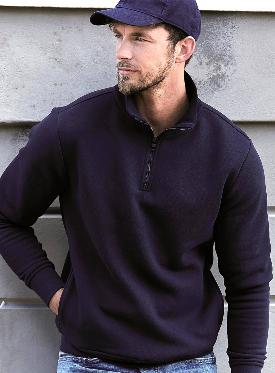 Bluza męska Tee Jays o gładkiej strukturze z krótkim zamkiem