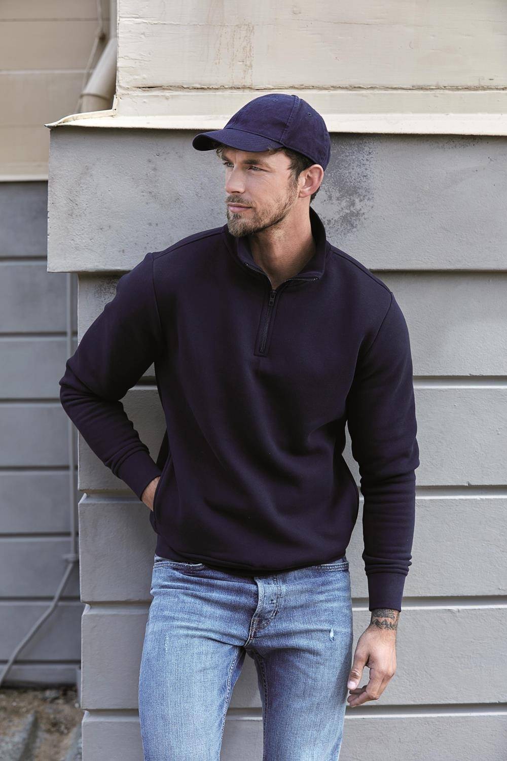 Bluza męska Tee Jays o gładkiej strukturze z krótkim zamkiem