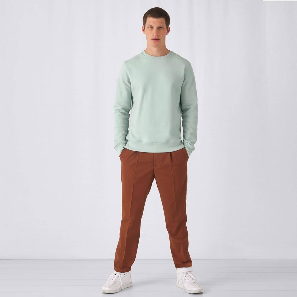 Bluza męska z okrągłym dekoltem B&C o gładkiej strukturze