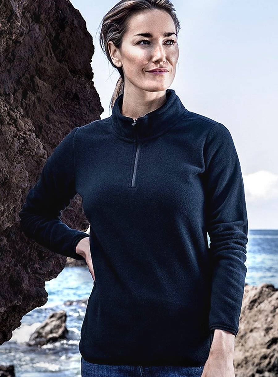 Bluza polarowa damska z krótkim zamkiem Promodoro - materiał pochodzący z recyklingu