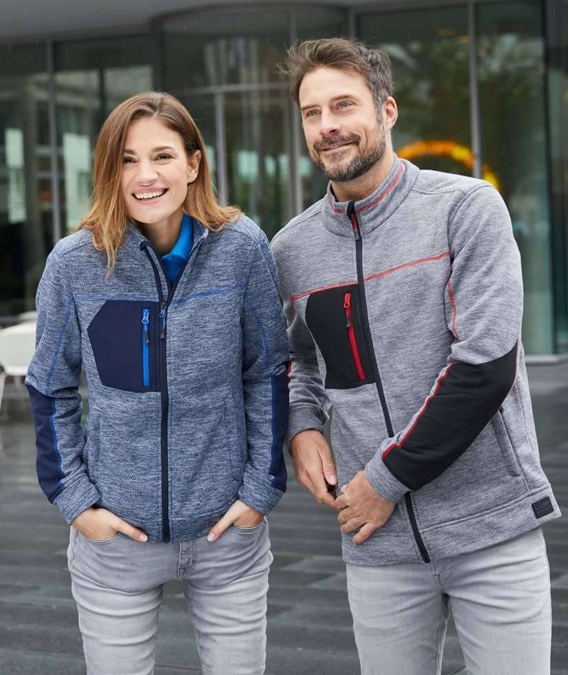 Bluza polarowa męska w kolorystyce melanżowej z ozdobnymi szwami