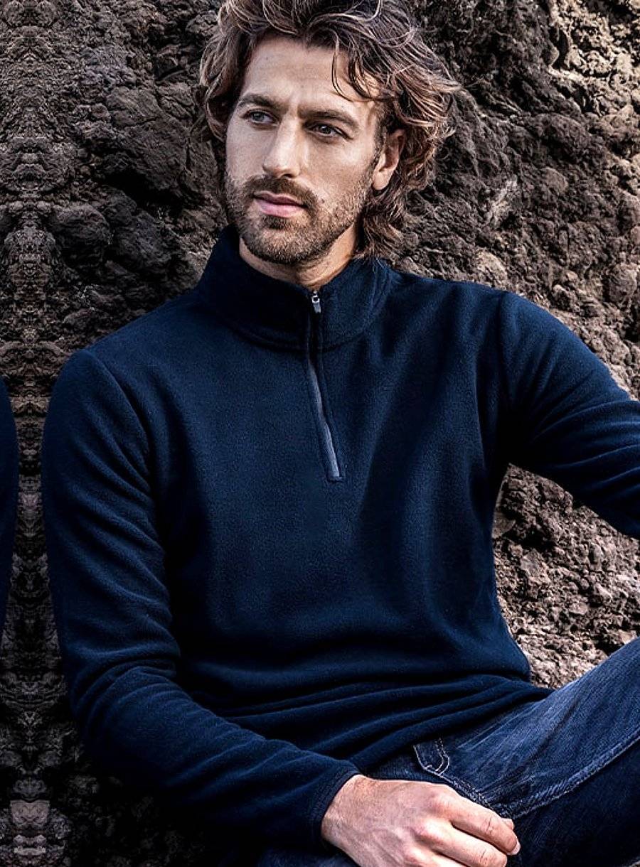 Bluza polarowa męska z krótkim zamkiem Promodoro - materiał pochodzący z recyklingu