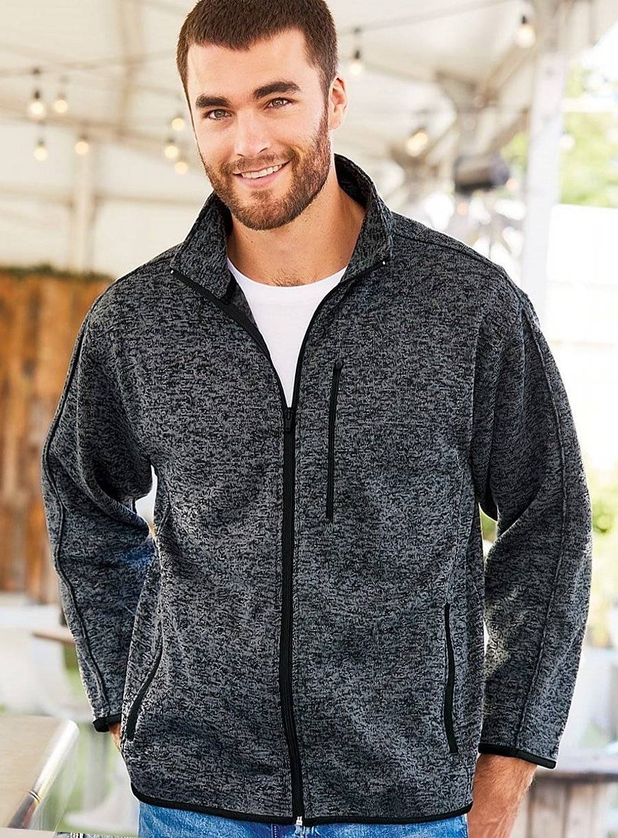 Bluza polarowa wykonana z melanżowego materiału, model męski