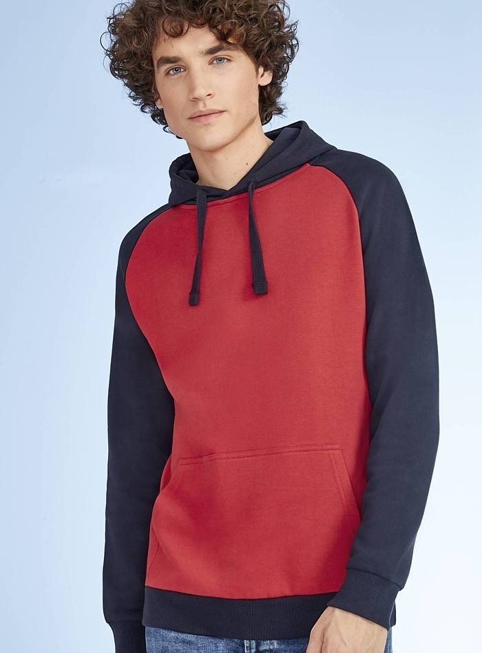 Bluza z kapturem w stylu bejsbolowym z raglanowymi rękawami