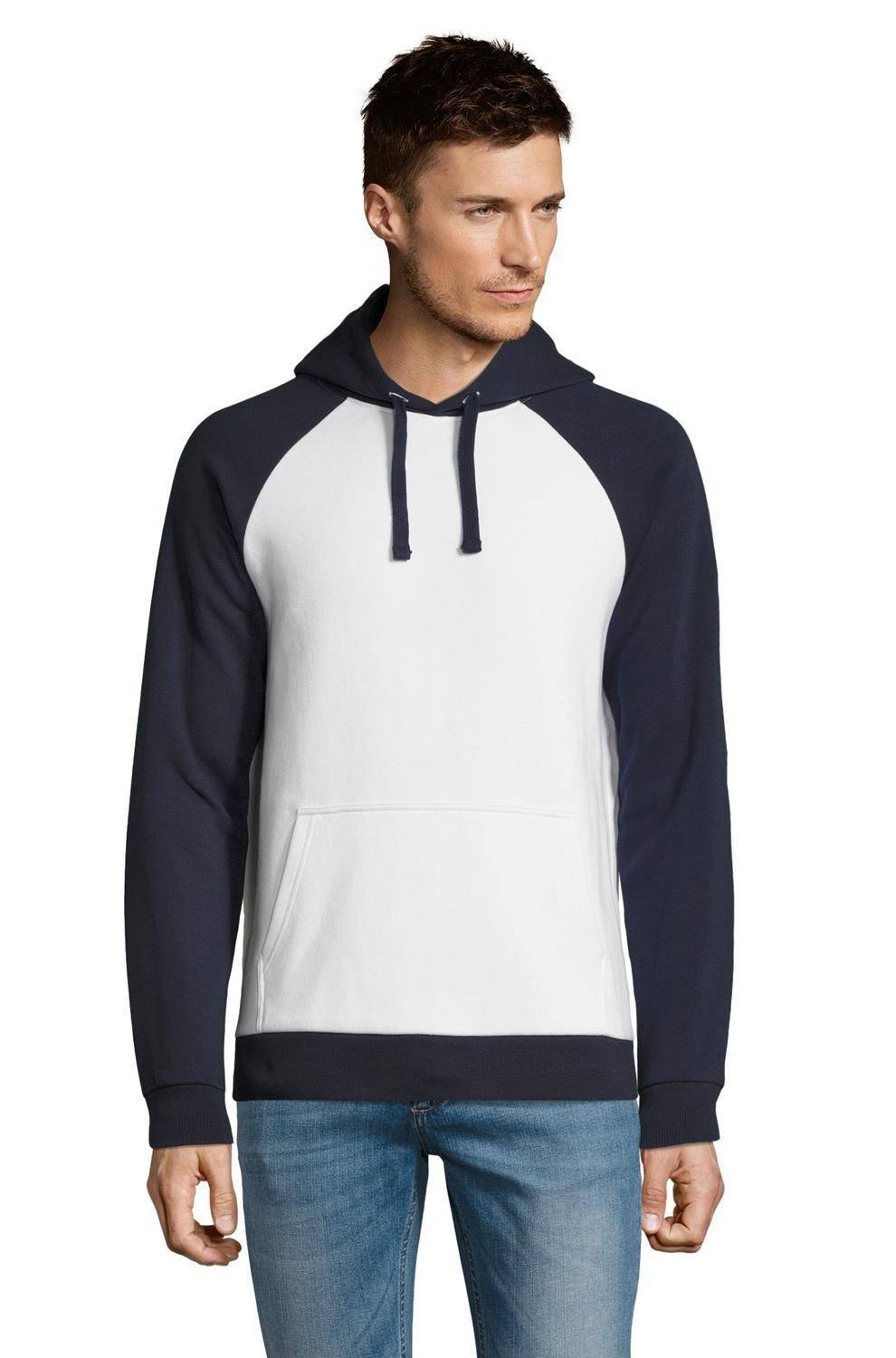 Bluza z kapturem w stylu bejsbolowym z raglanowymi rękawami