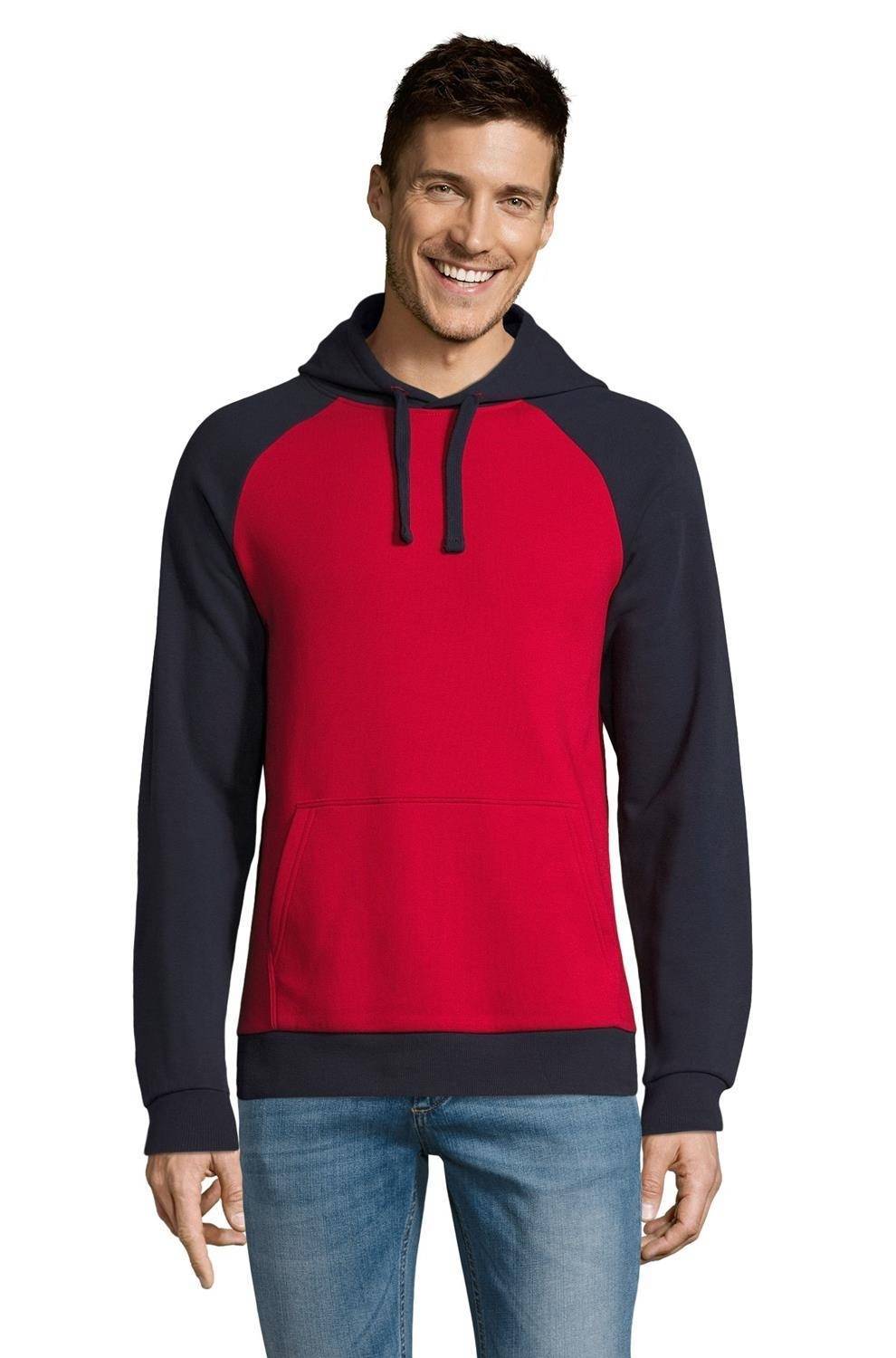 Bluza z kapturem w stylu bejsbolowym z raglanowymi rękawami