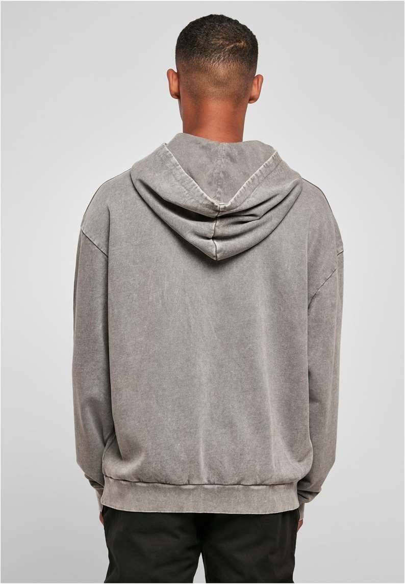 Bluza z kapturem z dekoracyjną strukturą spranego materiału, fason oversized