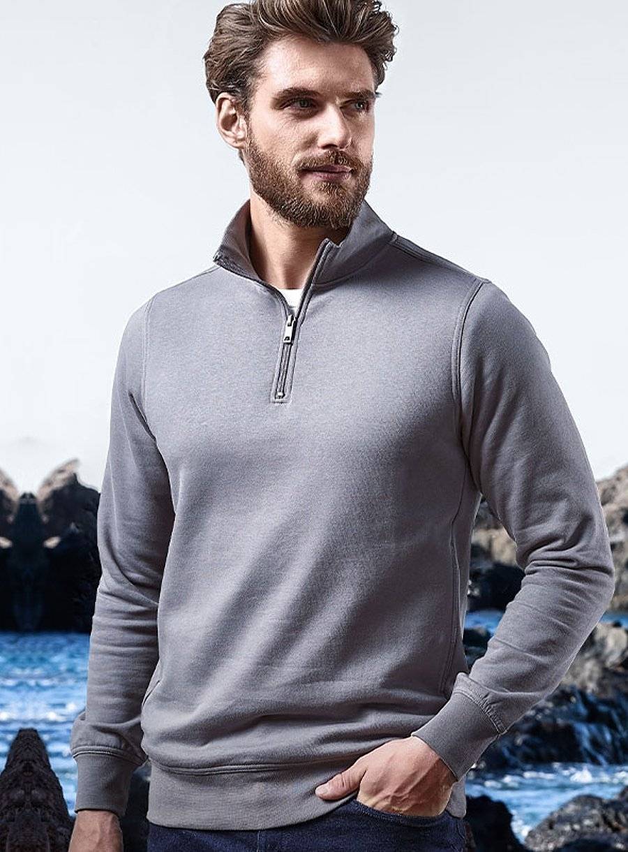 Bluza z krótkim zamkiem uszyta z tkaniny typu Molton