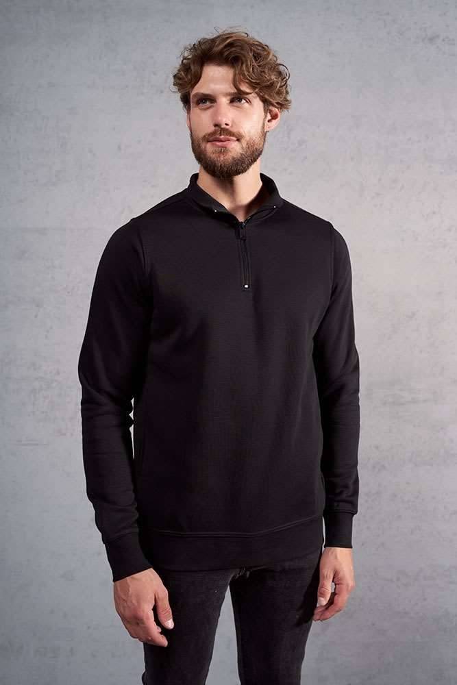 Bluza z krótkim zamkiem uszyta z tkaniny typu Molton