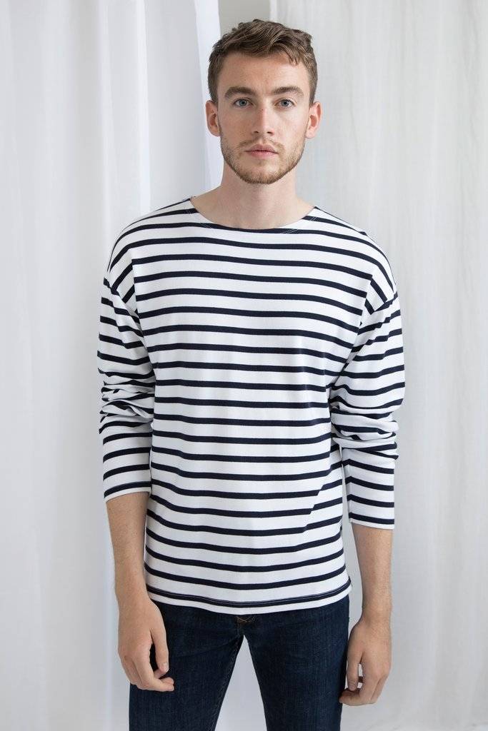 Bluza z obniżonymi ramionami i dekoracyjnym wzorem marynarskim