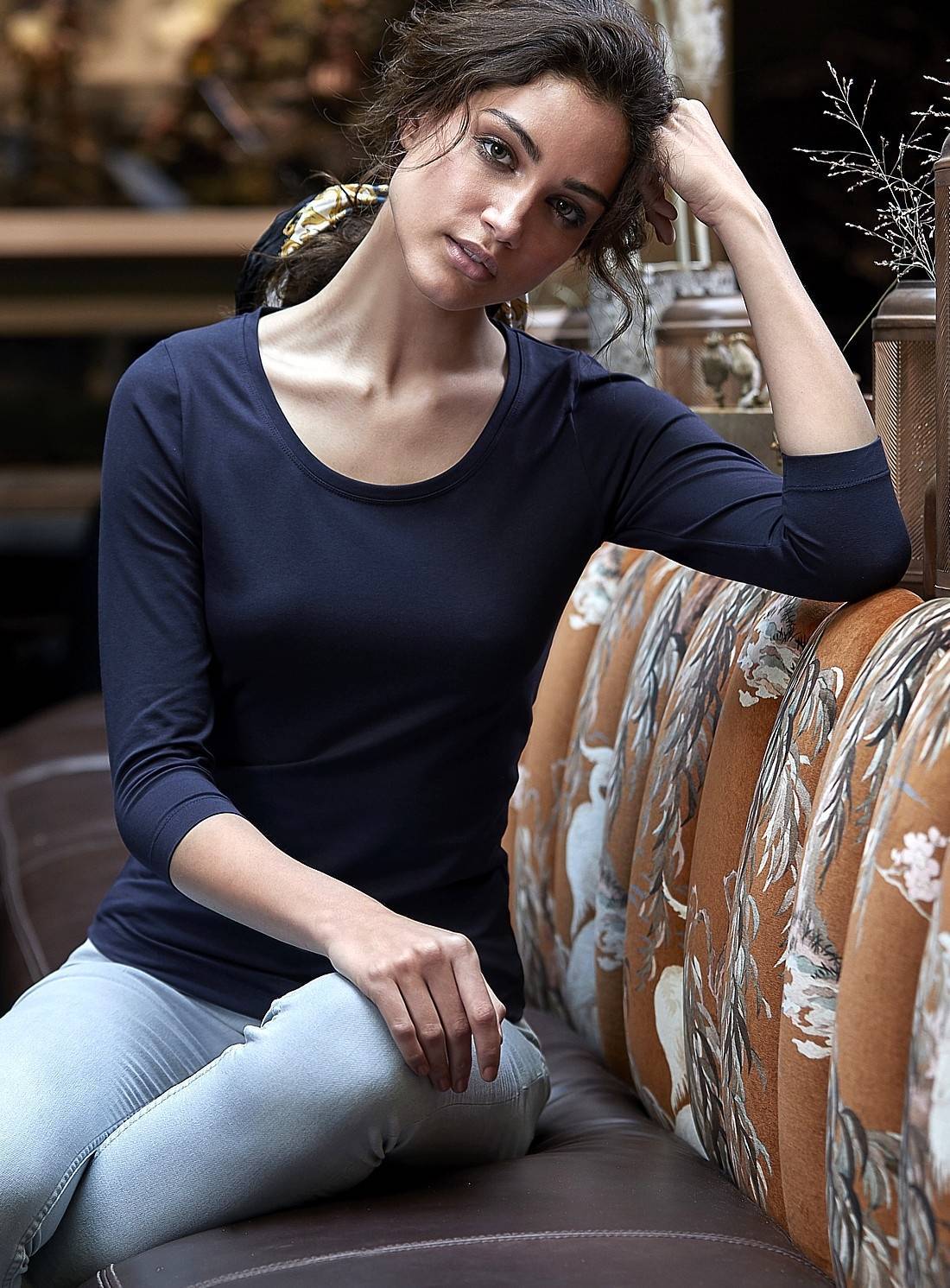 Bluzka damska we wzorze 3/4 Sleeve Stretch Tee