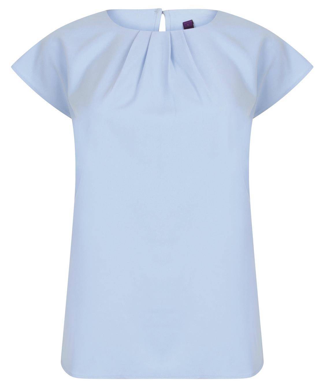 Bluzka damska z tylnym zapięciem na guzik i zaokrąglonym dołem