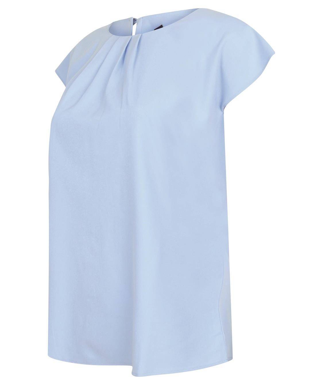 Bluzka damska z tylnym zapięciem na guzik i zaokrąglonym dołem