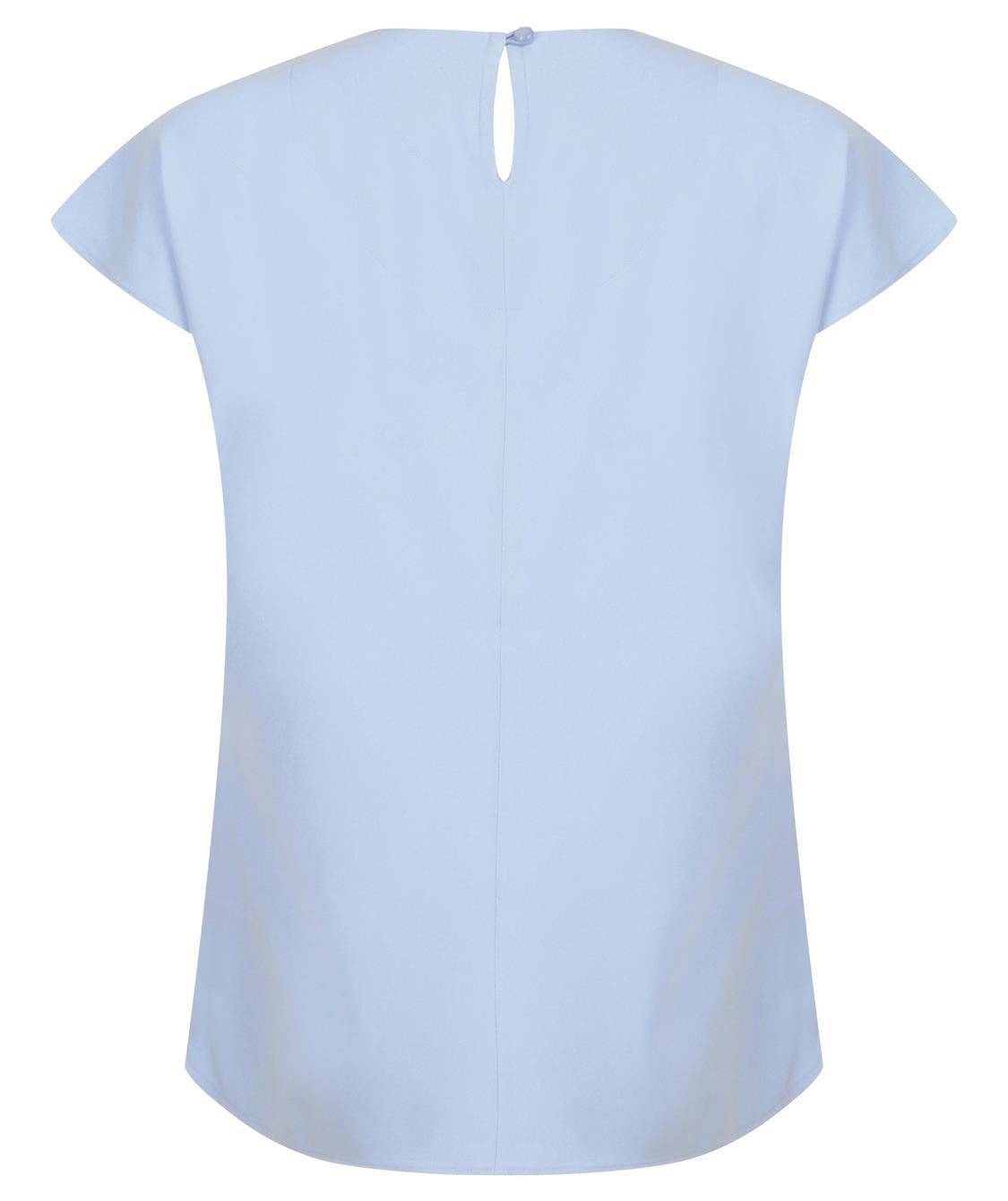 Bluzka damska z tylnym zapięciem na guzik i zaokrąglonym dołem