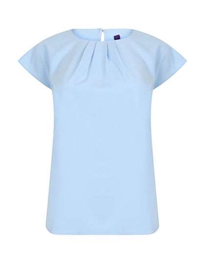 Bluzka damska z tylnym zapięciem na guzik i zaokrąglonym dołem