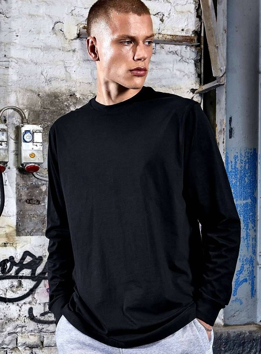 Bluzka męska z bawełny organicznej z prążkowanymi mankietami