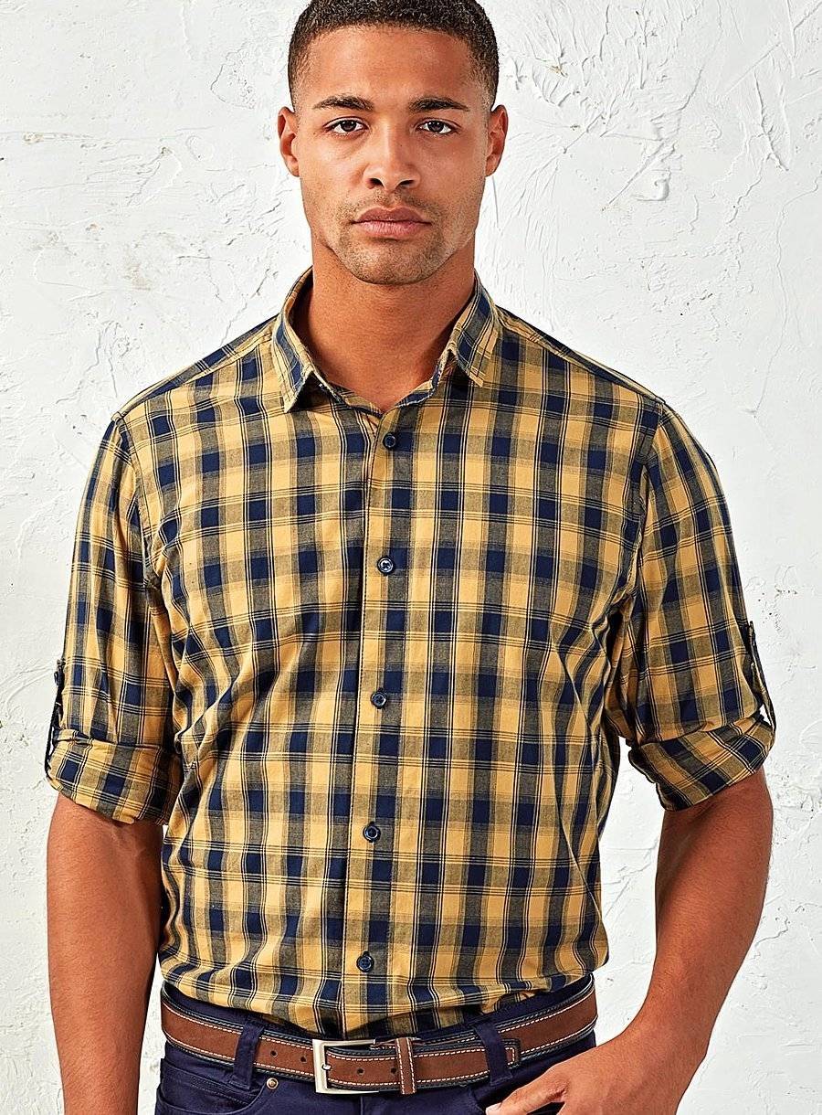 Casualowa koszula męska ze wzorem dużej kraty