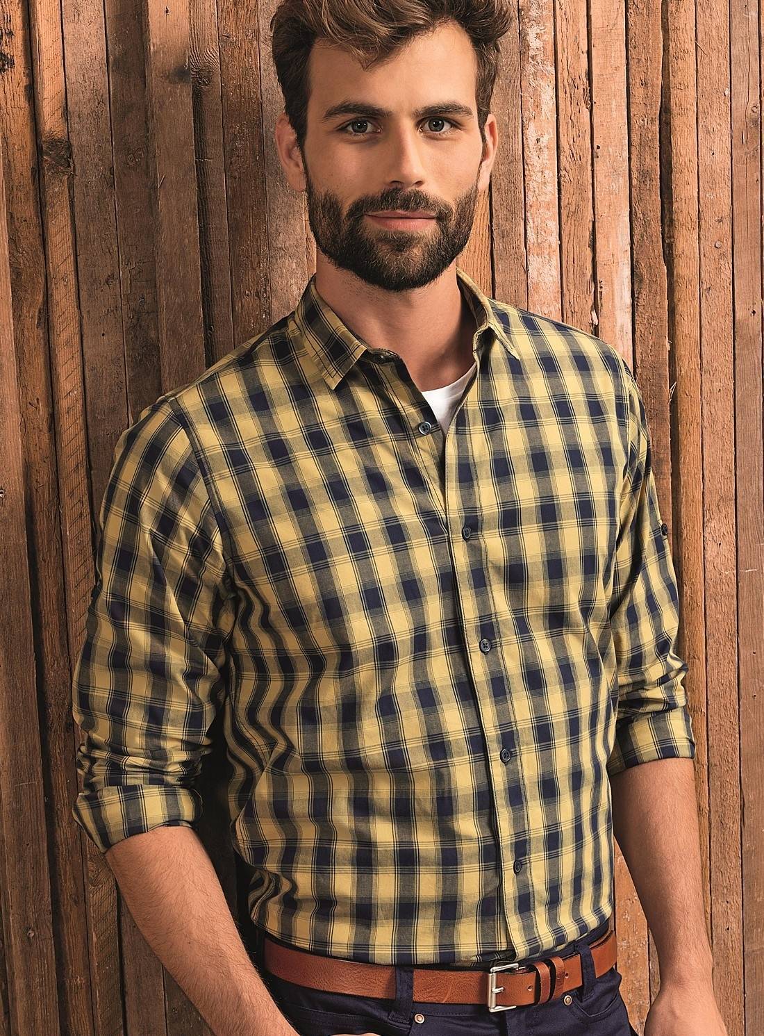 Casualowa koszula męska ze wzorem dużej kraty