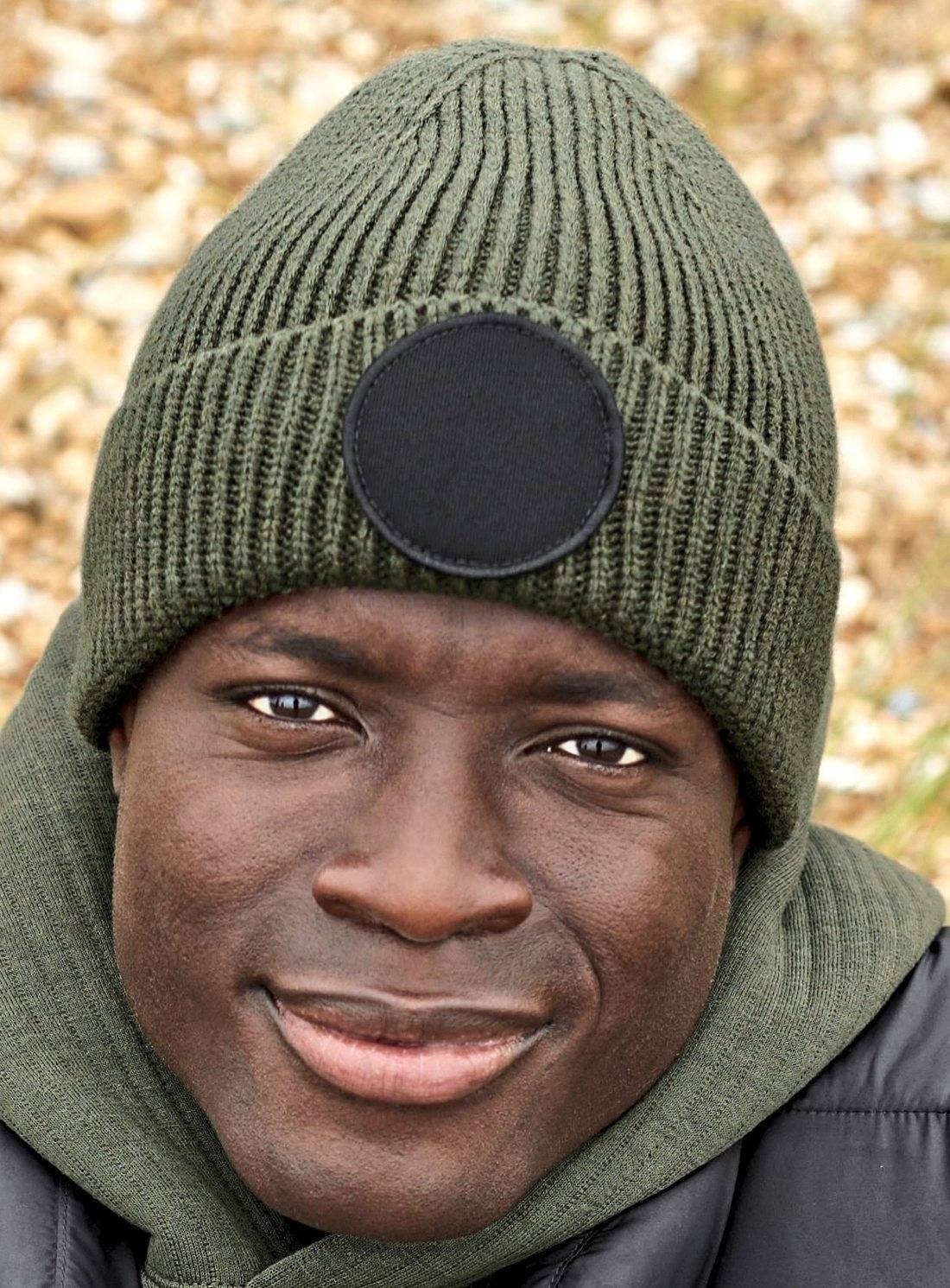 Chunky Knitted Patch Beanie