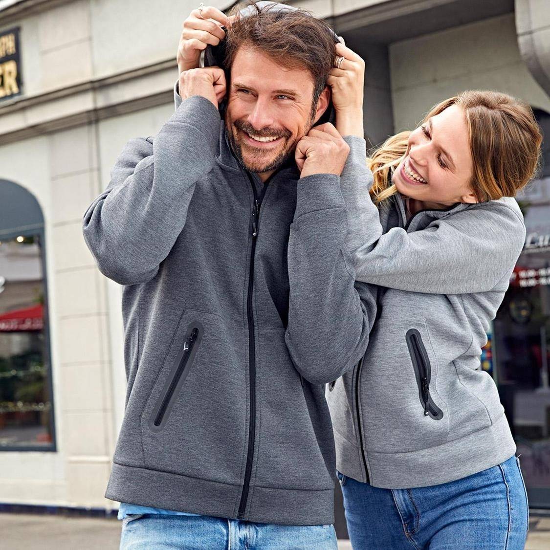 Ciepła bluza męska, melanżowa z kontrastowymi detalami