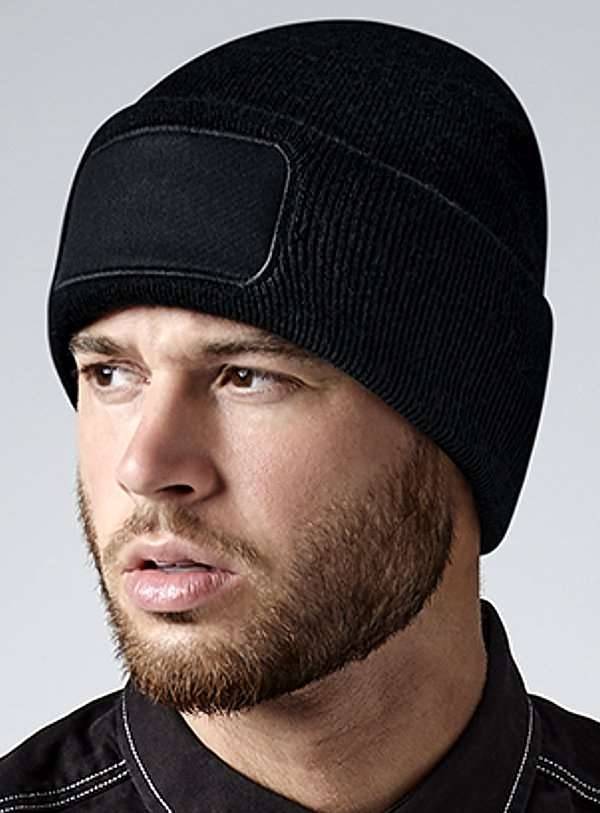 Czapka zimowa dwuwarstwowa z dodatkowym miejscem na nadruk, materiał z recyklingu