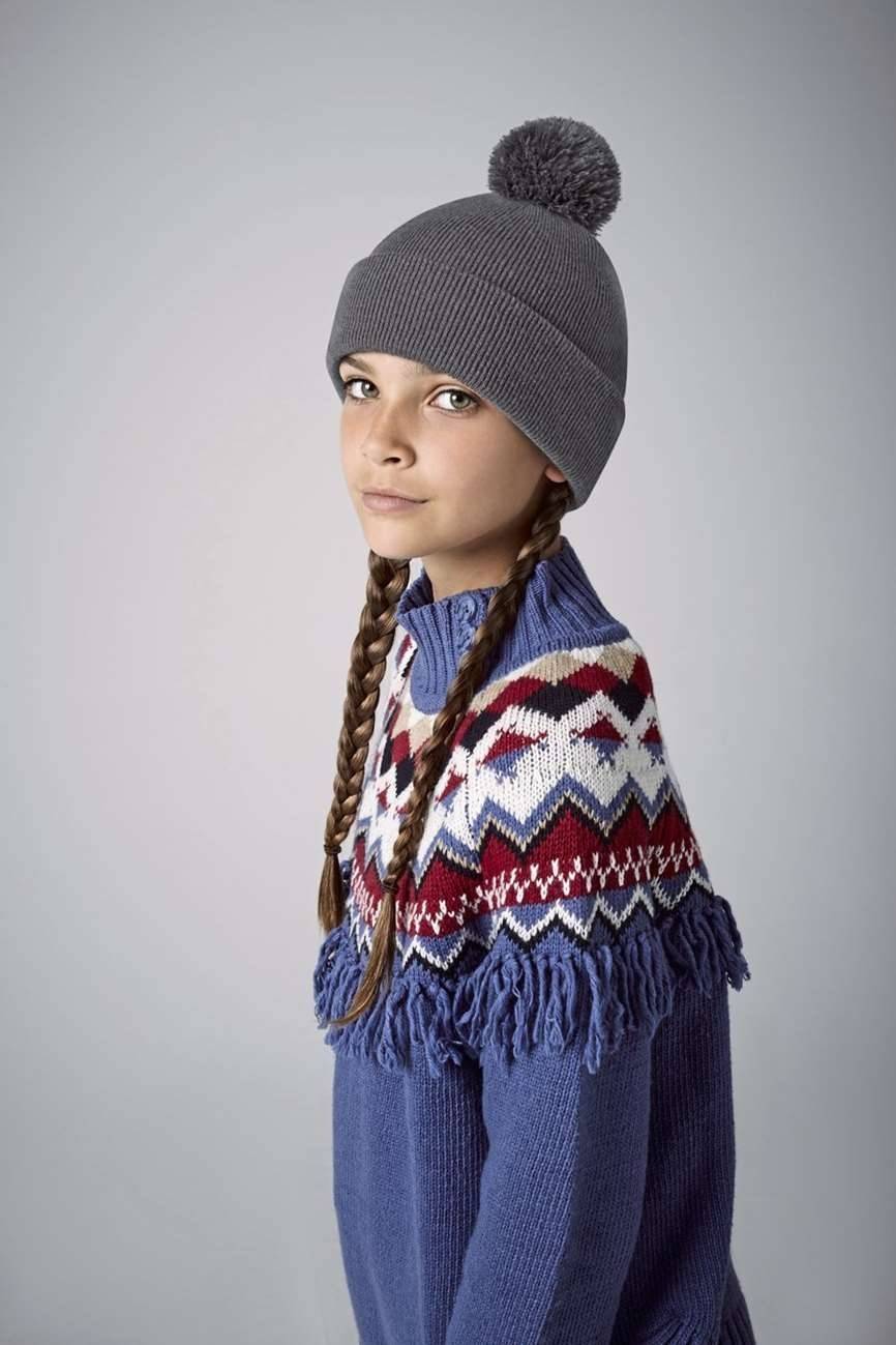 Czapka zimowa dziecięca z pomponem w tym samym kolorze