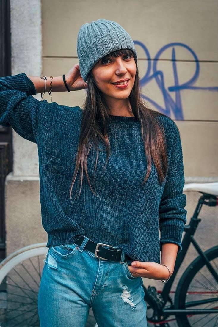 Czapka zimowa o wyrazistym splocie z materiału pochodzącym z recyklingu