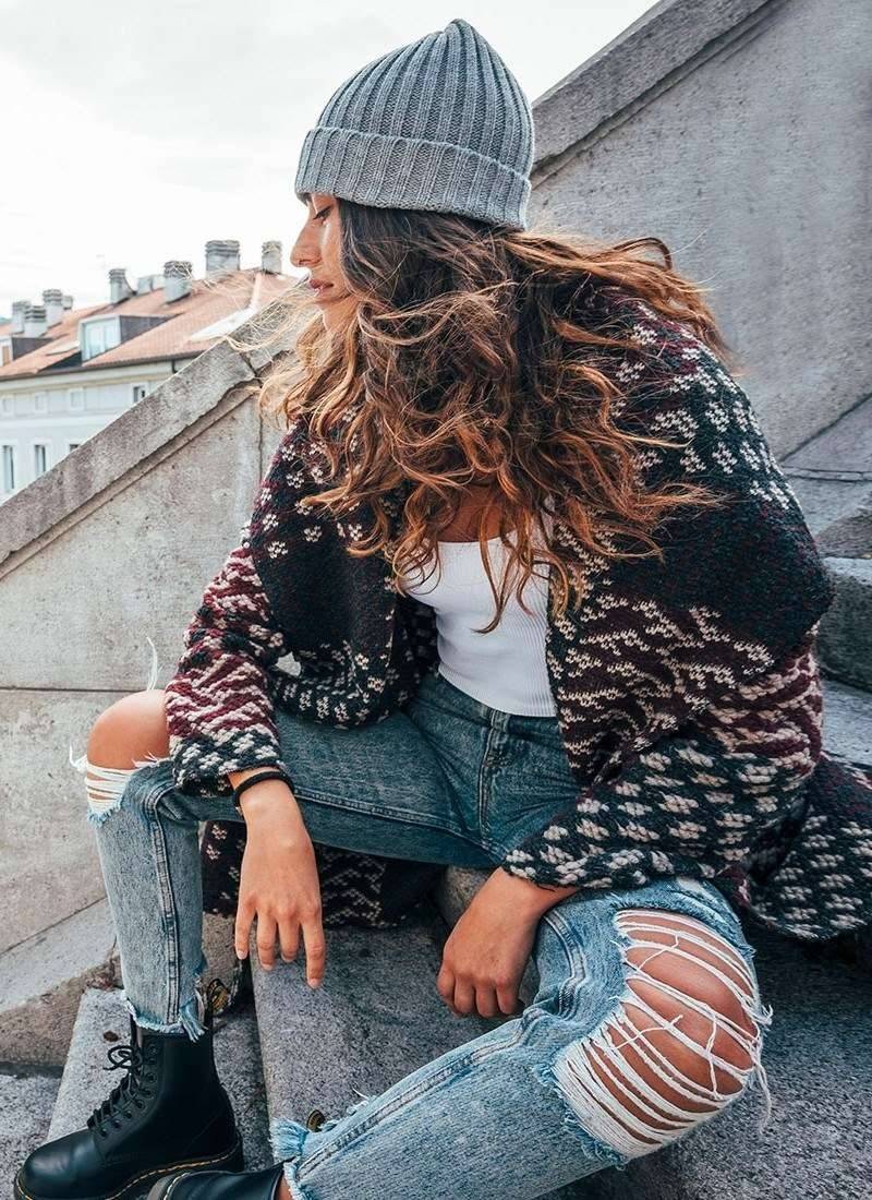 Czapka zimowa o wyrazistym splocie z materiału pochodzącym z recyklingu