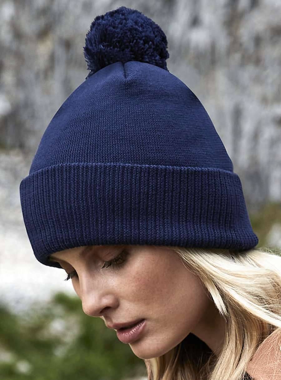 Czapka zimowa z bawełny organicznej z ozdobnym pomponem