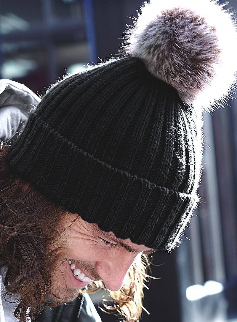 Czapka zimowa z futrzanym pomponem Chunky