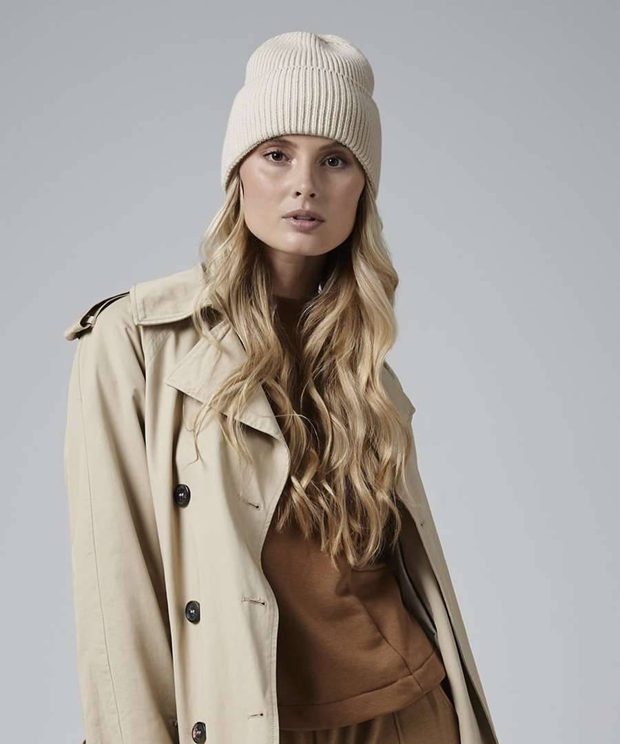 Czapka zimowa z szerokim wywinięciem, prążkowany splot