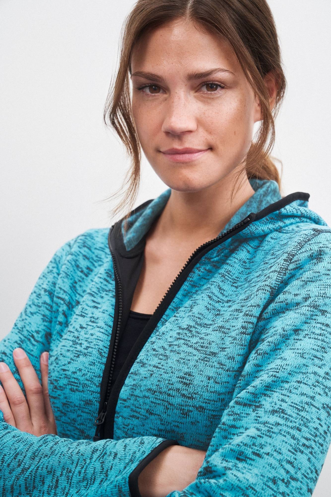 Damska bluza polarowa z kapturem Knitted