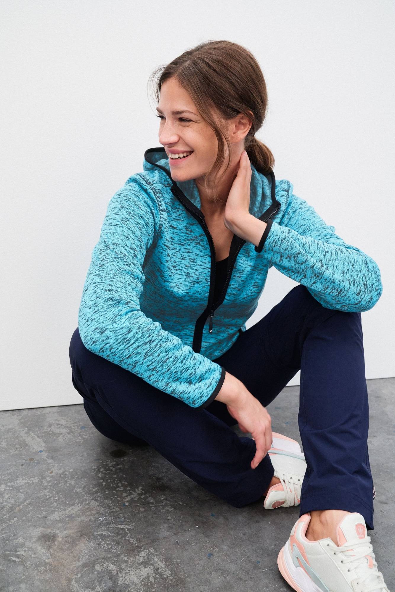 Damska bluza polarowa z kapturem Knitted