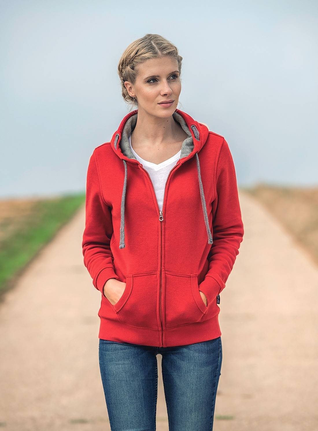 Damska bluza z kontrastowym wewnętrznym materiałem kaptura