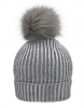 Damska czapka zimowa z metaliczną powłoką i dużym pomponem
