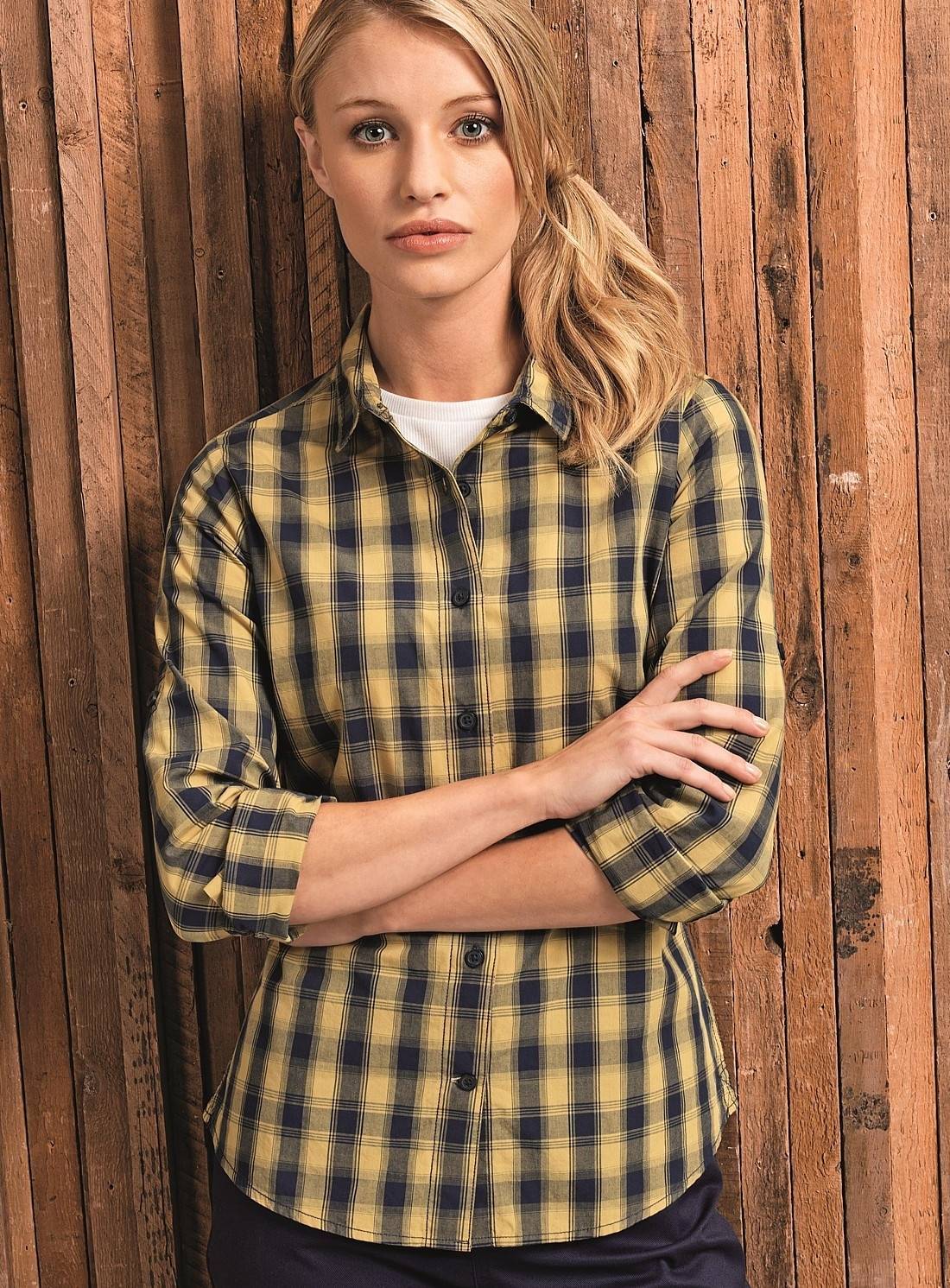 Damska koszula ze wzorem duże kraty